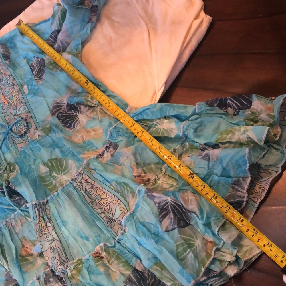 Zury tiered bohemian tropical print bell sleeve cotton babydoll coverup dress - Picture 12 of 12